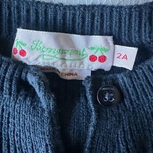 Bonpoint Navy Ribbed Cotton Cardigan Size 2T